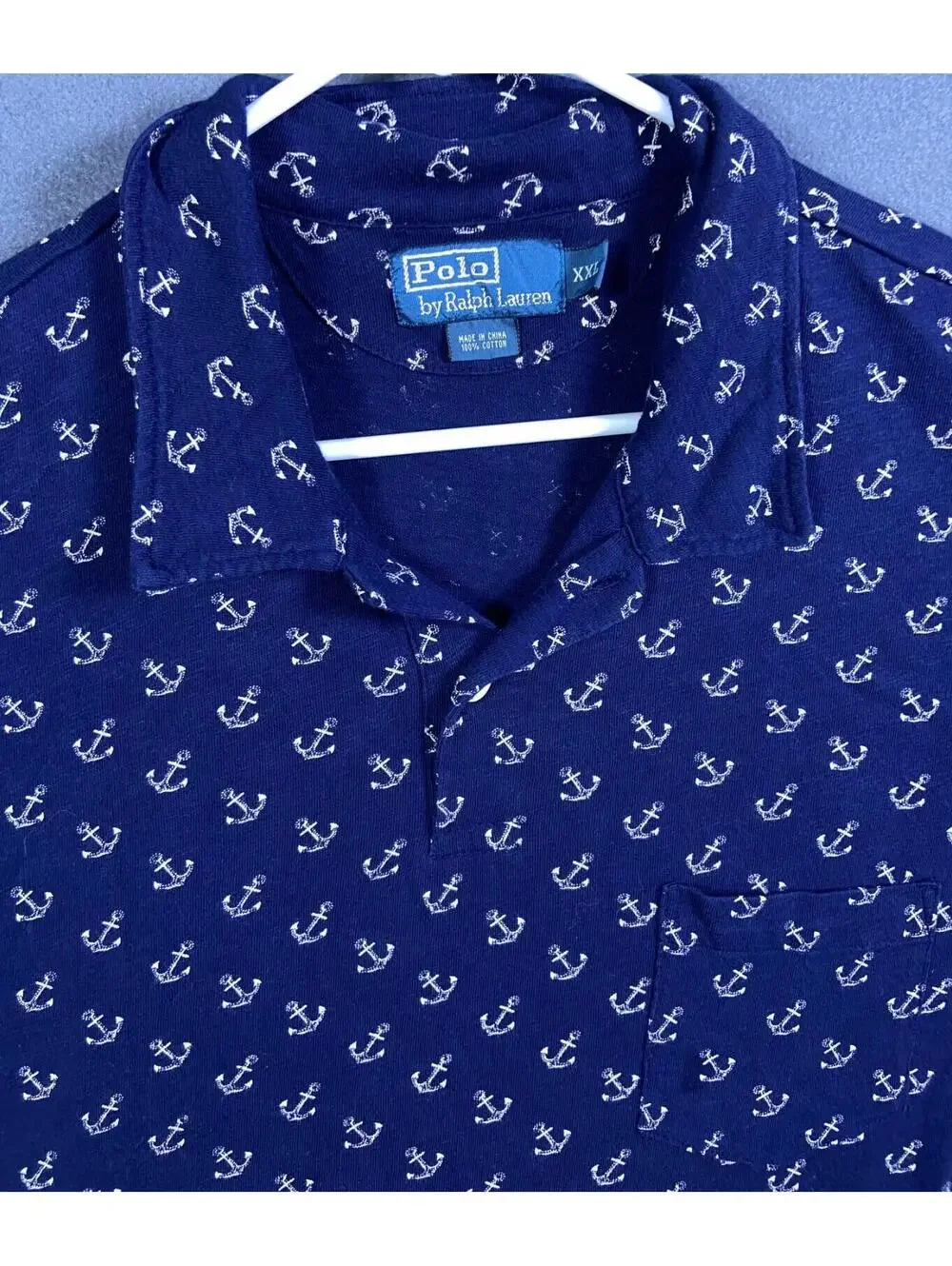 Ralph Lauren Navy Blue Anchor Print Polo
